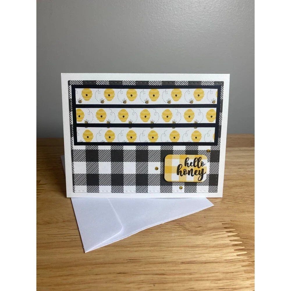 Bee & Honey Greeting Card – Handmade A2 Card – All Occasion Blank Card